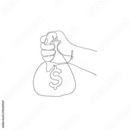 continuous line drawing money bag illustration vector isolated