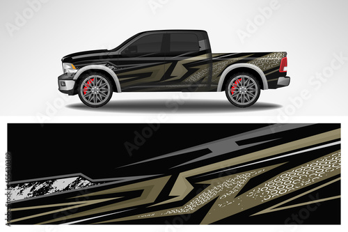 Wrap car vector design decal. Graphic abstract line racing background design for vehicle, race car, rally, adventure livery camouflage.
