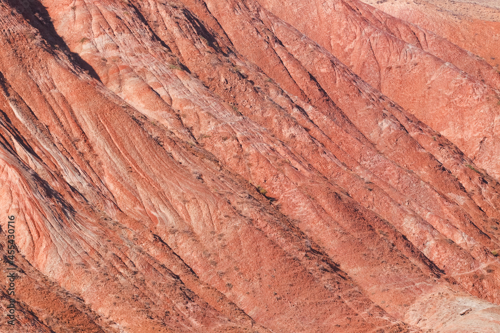 Obraz premium Mountains with red stripes. Khizi region. Azerbaijan.