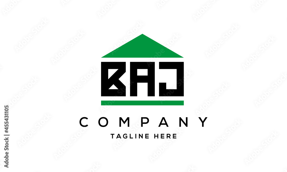 BAJ three letters house for real estate logo design