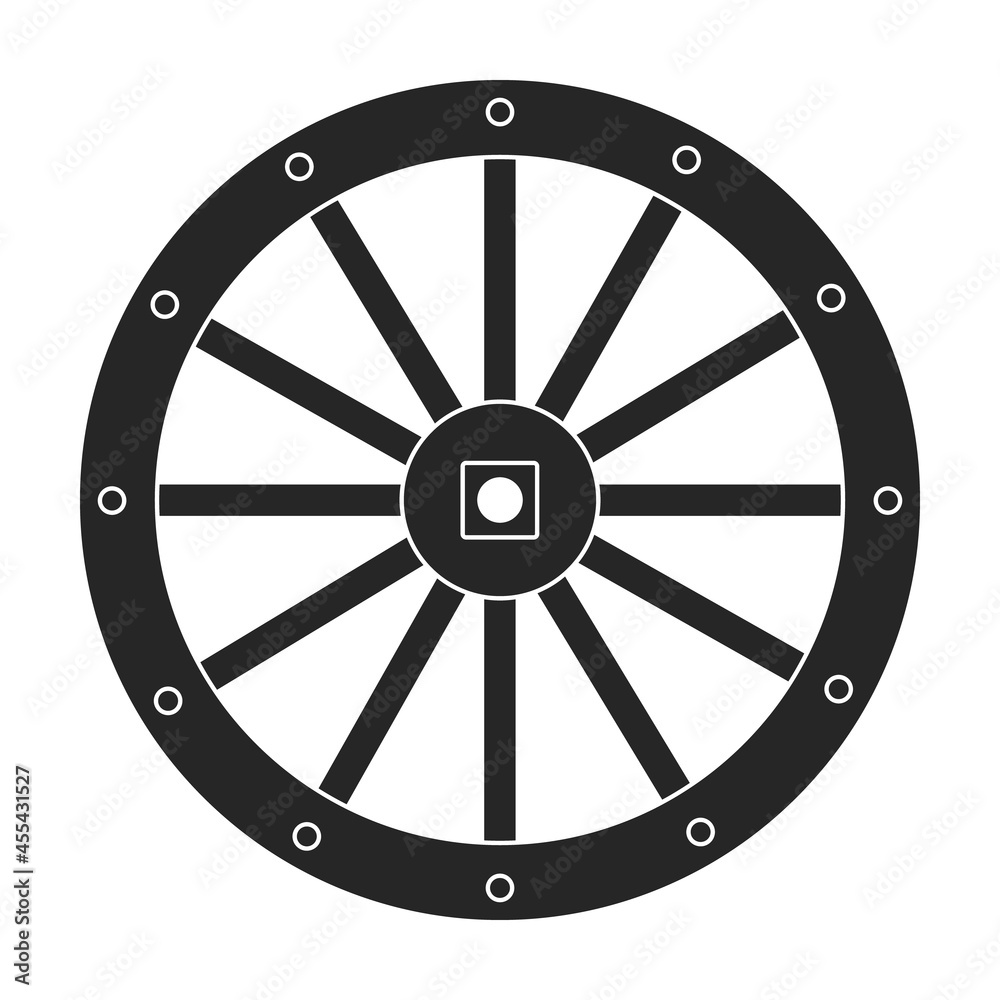Wild west wheel vector icon.Black vector icon isolated on white background wild west wheel. Wild west wheel vector icon.Black vector icon isolated on white background wild west wheel.