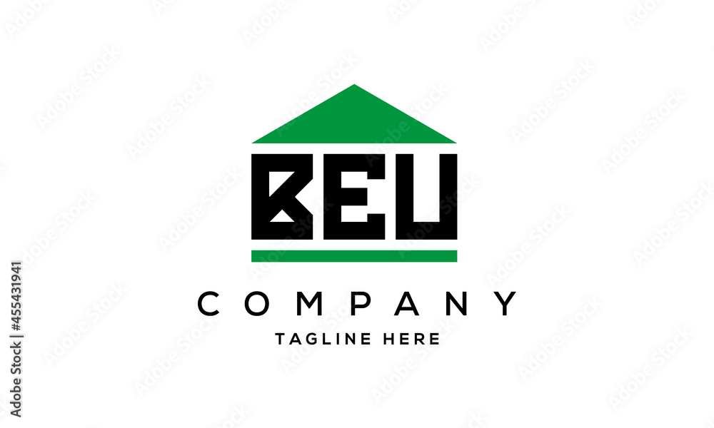 BEU three letters house for real estate logo design
