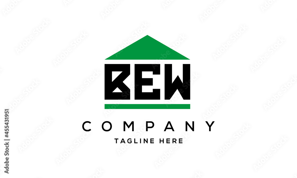 BEW three letters house for real estate logo design