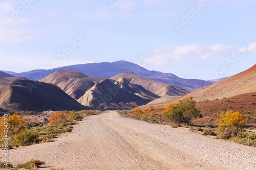 Mountains with red stripes. Khizi region. Azerbaijan.