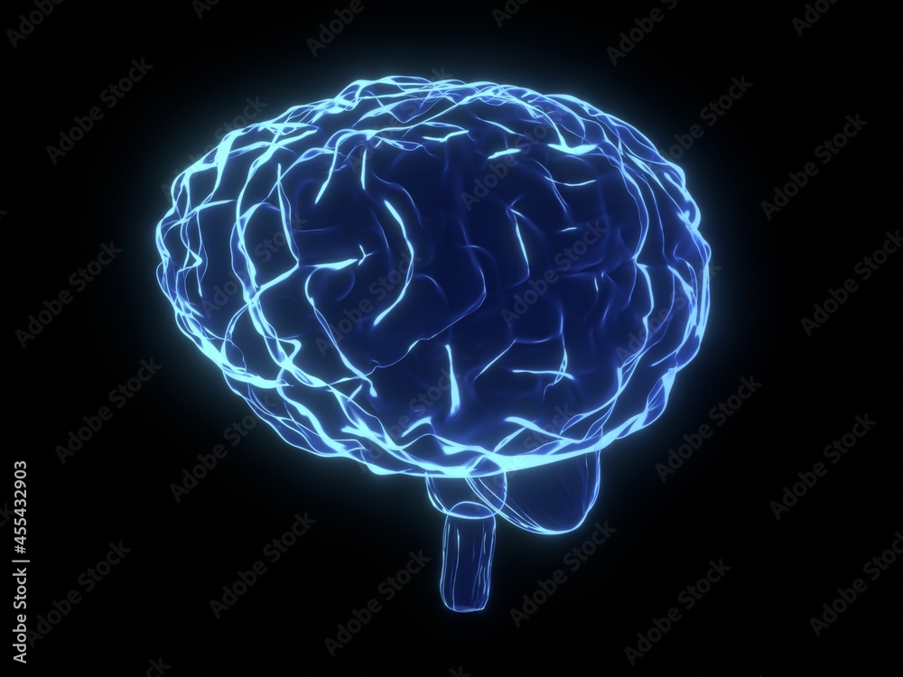 Human brain as x-ray illustration - 3D illustration Human brain as x-ray illustration - 3D illustration