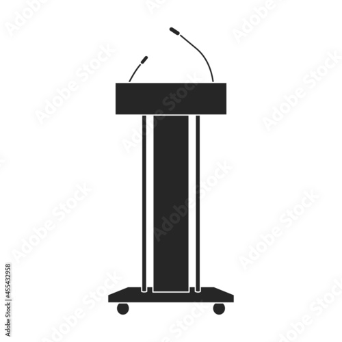Tribunal podium black vector icon.Black vector illustration podium conference. Isolated illustration of tribunal podium icon on white background.