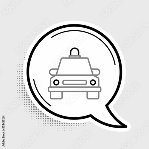 Line Taxi car icon isolated on grey background. Colorful outline concept. Vector