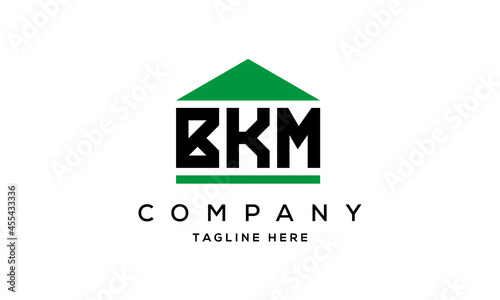 BKM three letters house for real estate logo design
