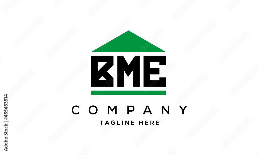 BME three letters house for real estate logo design