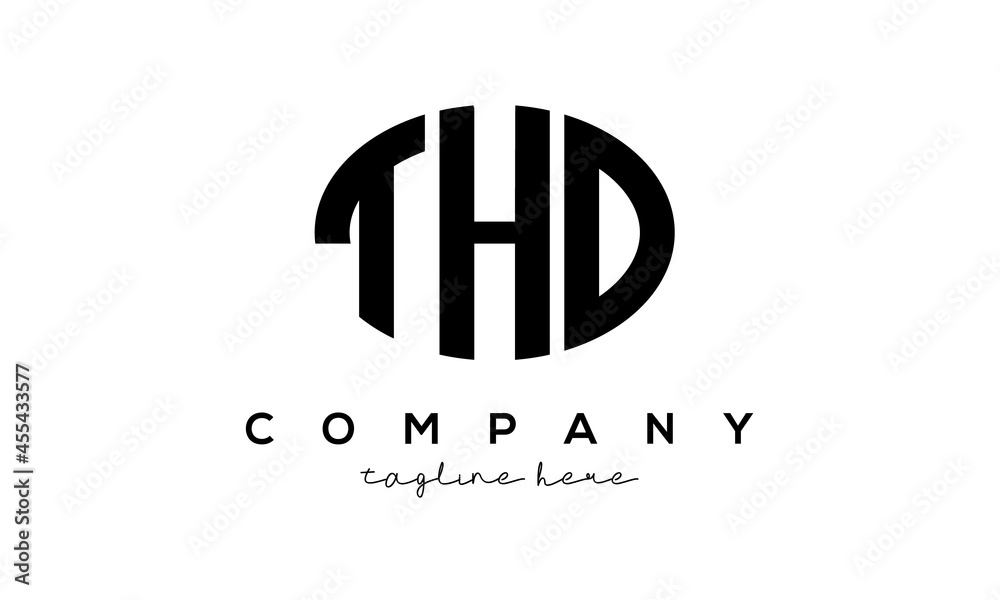 THD three Letters creative circle logo design