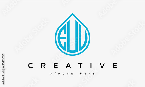 Water drop letters EUU logo initial template vector