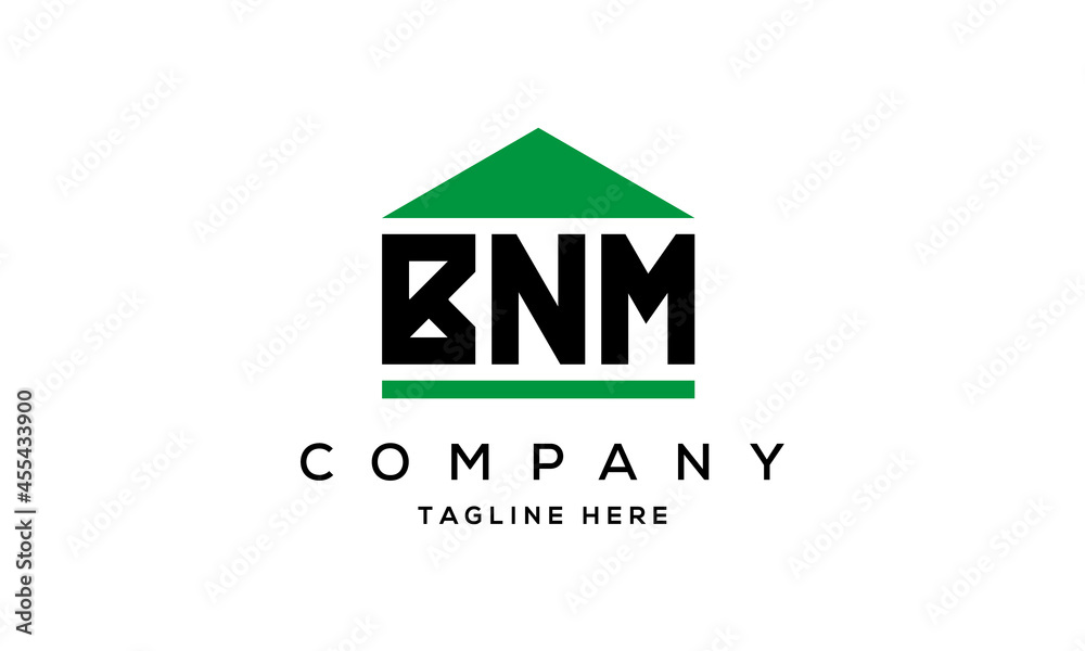 BNM three letters house for real estate logo design