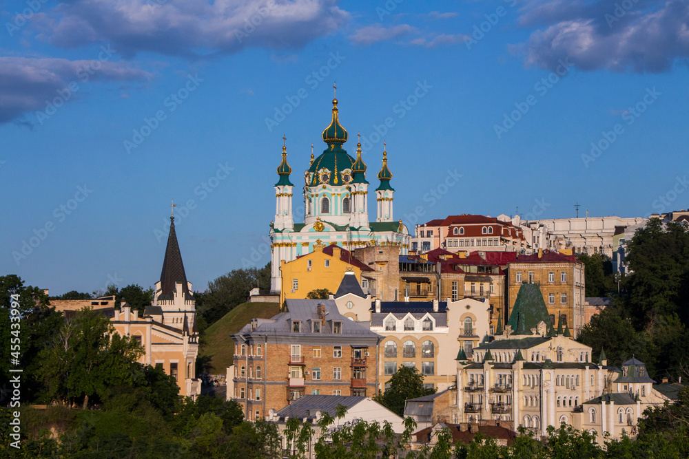 Beautiful view of St. Andrew's Church in Kyiv. Ukraine 