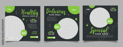 Food menu and restaurant social media banner template
