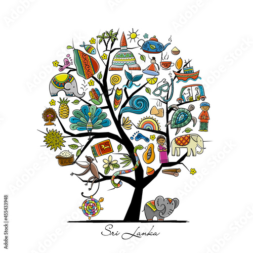 Sri Lanka travel, art tree for your design