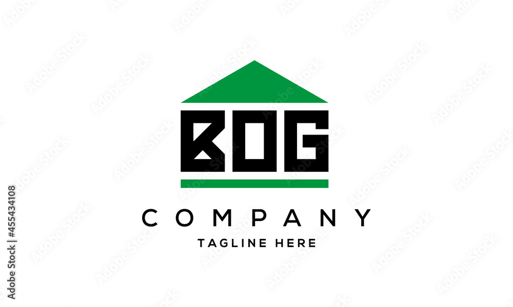BOG three letters house for real estate logo design BOG three letters house for real estate logo design
