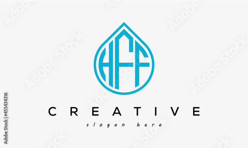 Water drop letters HFF logo initial template vector photo