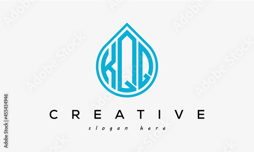 Water drop letters KQQ logo initial template vector