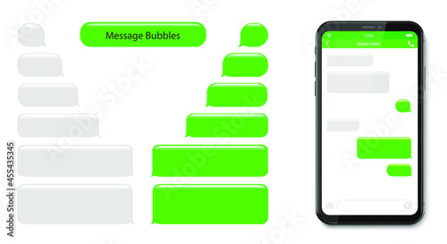 Smart Phone chatting sms template bubbles. Place your own text to the message clouds. Compose dialogues using samples bubbles.