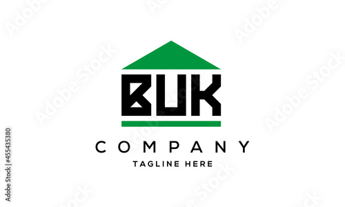 BUK three letters house for real estate logo design