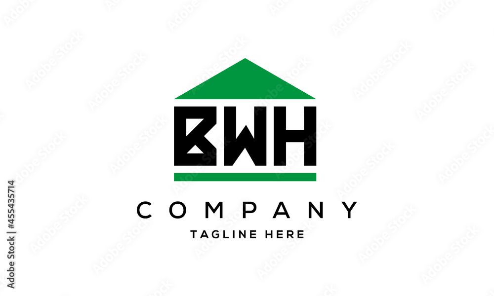 BWH three letters house for real estate logo design