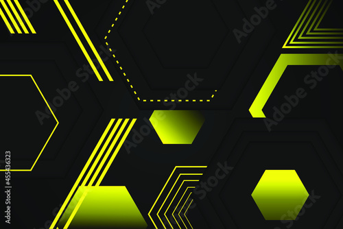 black and yellow geometric background for banner, backdrop, power point etc. © irfai