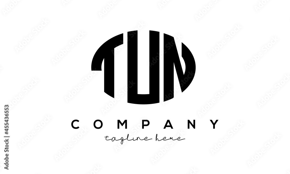 TUN three Letters creative circle logo design TUN three Letters creative circle logo design