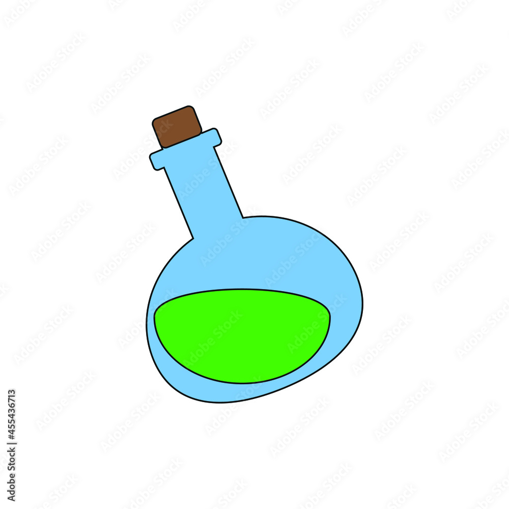 cartoon green potion. Vector illustrations. icon