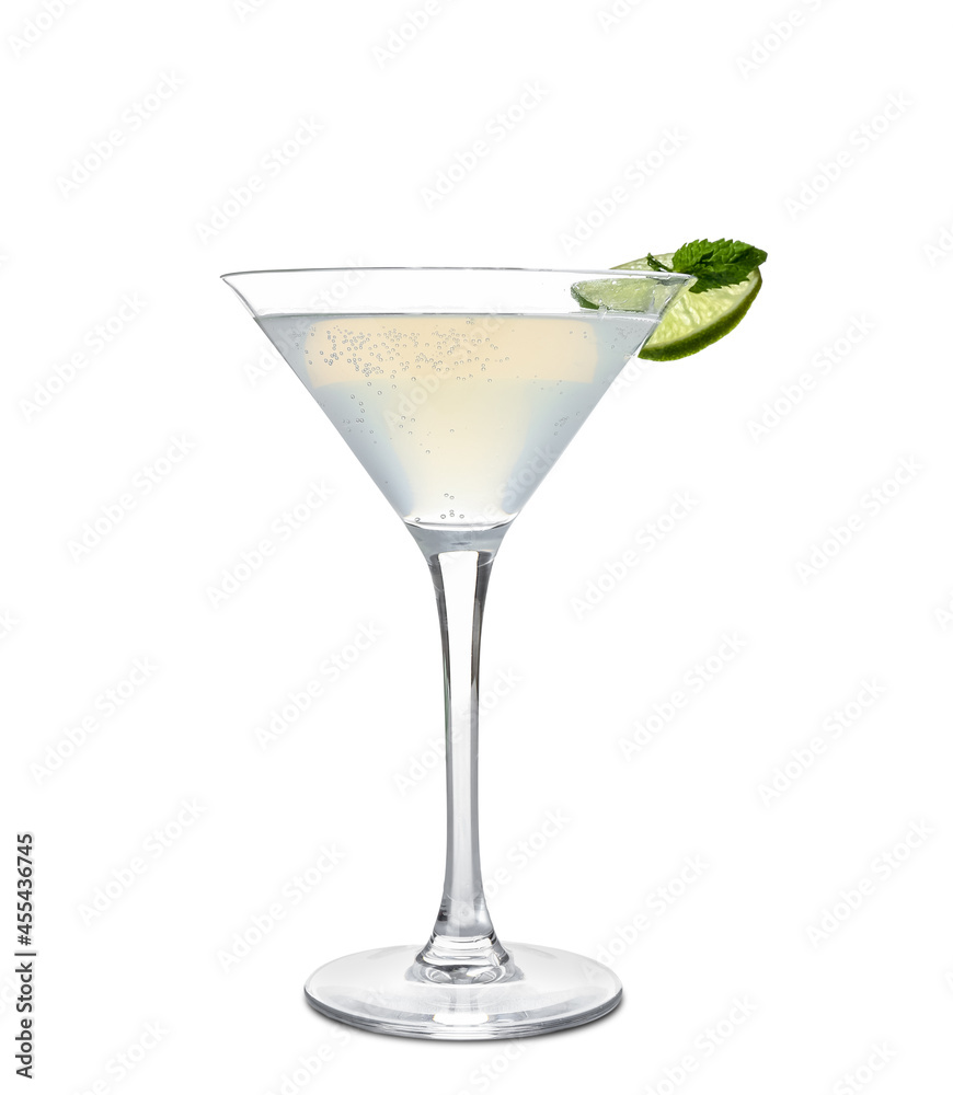 Glass of tasty margarita cocktail on white background Glass of tasty margarita cocktail on white background