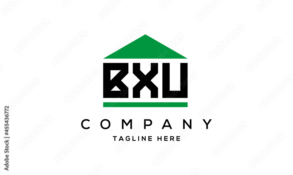 BXU three letters house for real estate logo design