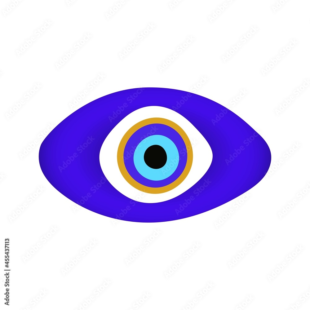 Blue oriental evil eye symbol amulet flat style design vector illustration isolated on white background, Greek or turkish nazar protection talisman. Blue oriental evil eye symbol amulet flat style design vector illustration isolated on white background, Greek or turkish nazar protection talisman.
