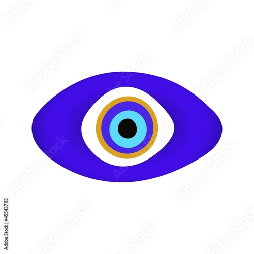 Blue oriental evil eye symbol amulet flat style design vector illustration isolated on white background, Greek or turkish nazar protection talisman. Free Download Blue oriental evil eye symbol amulet flat style design vector illustration isolated on white background, Greek or turkish nazar protection talisman. - GFXLoad