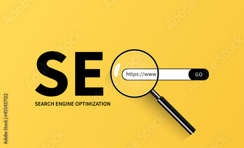 WebSEO Search engine optimization concept with magnifying glass vector photo