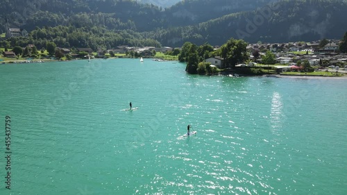 Paddling on the beautiful lake of Lungern, Switzerland. 
