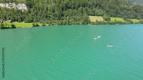Paddling on the beautiful lake of Lungern, Switzerland. 