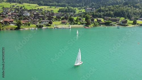 Sailing in Lungern on a beautiful day, Switzerland. 