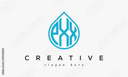 Water drop letters PXX logo initial template vector