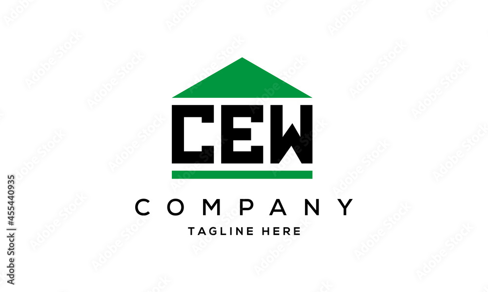 CEW three letter house for real estate logo design CEW three letter house for real estate logo design