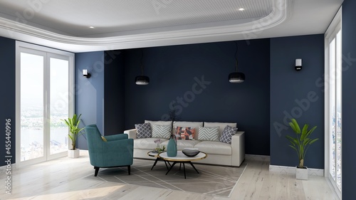 modern office lobby waiting room for company logo mockup