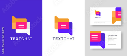 Clean Colorful Video Call Logo, Chat Text Message logo, Chat online symbol, Mobile app Chat Messaging business concept with Premium Business Card Vector illustration