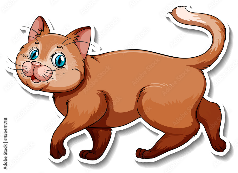 Naklejka premium A sticker template of cat cartoon character
