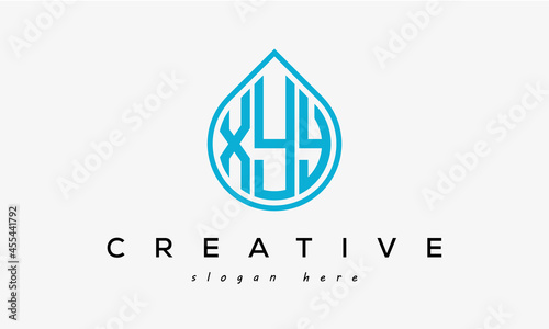 Water drop letters XYY logo initial template vector photo