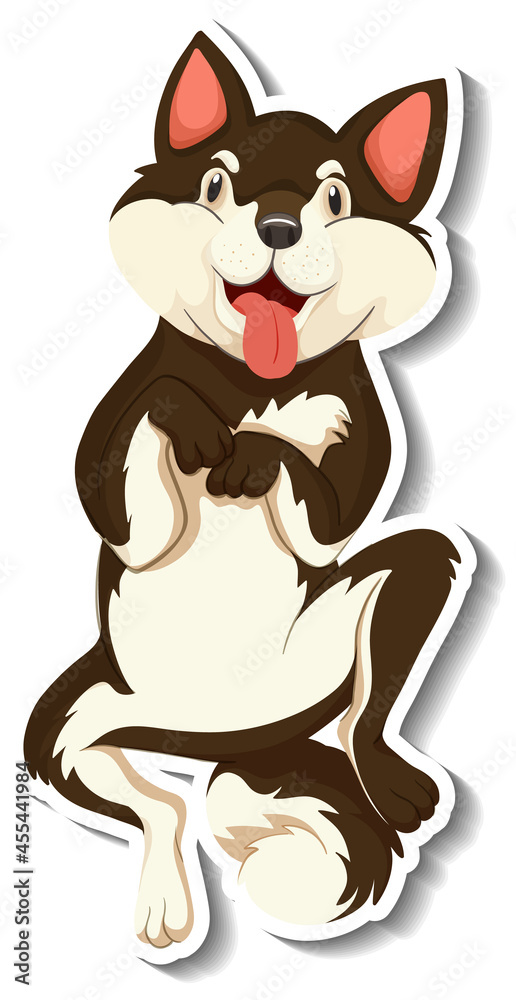 A sticker template of dog cartoon character A sticker template of dog cartoon character