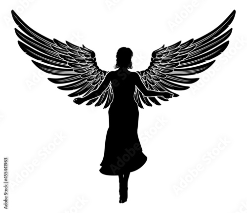 Angel Woman With Wings Silhouette