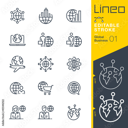 Lineo Editable Stroke - Global Business line icons