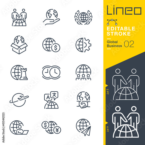 Lineo Editable Stroke - Global Business line icons