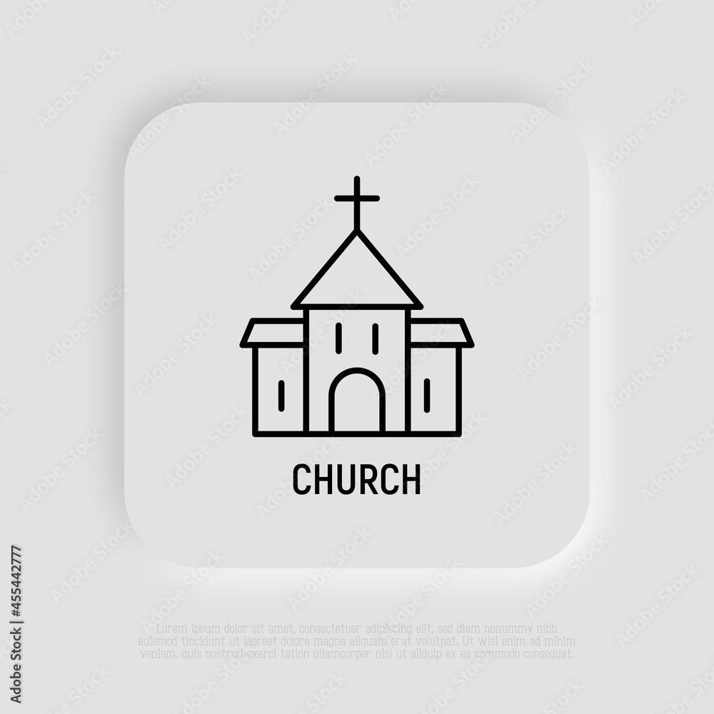 Christian church. Thin line icon. Building. Modern vector illustration. Christian church. Thin line icon. Building. Modern vector illustration.