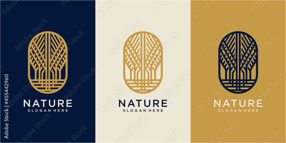 minimalist tree logo design. nature logo design concept. oak logo design