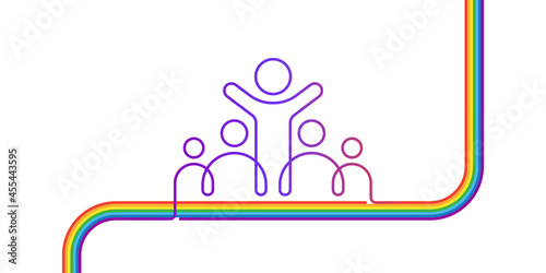 Inclusion and diversity culture equity icon. Group of persons with gender equality. Inclusion infographic with LGBT pride flag. Disability rights, social equity and gender equality. LGBT vector