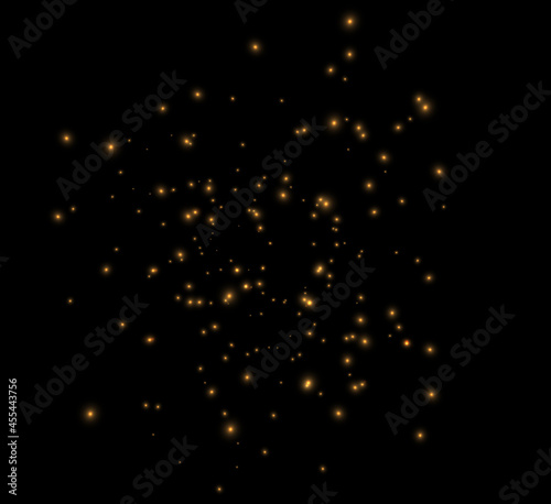 Glowing light effect with many glitter particles isolated on transparent background. Vector star cloud with dust.